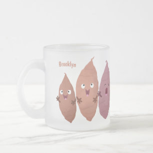 Cute singing sweet potatoes cartoon vegetables frosted glass coffee mug