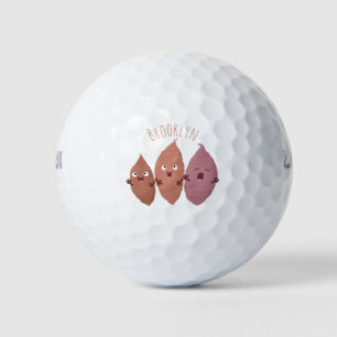 Cute singing sweet potatoes cartoon vegetables golf balls