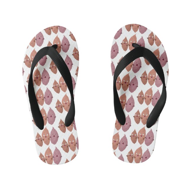 Cute singing sweet potatoes cartoon vegetables kid's flip flops (Footbed)