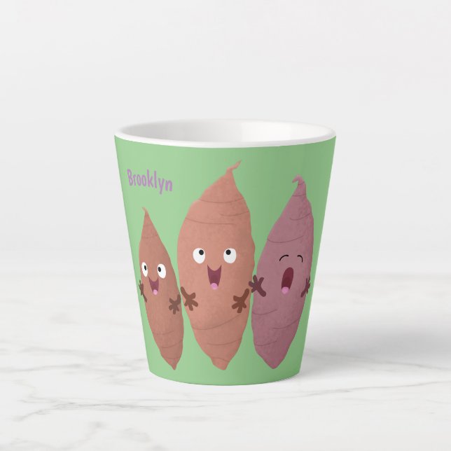 Cute singing sweet potatoes cartoon vegetables  latte mug (Front)