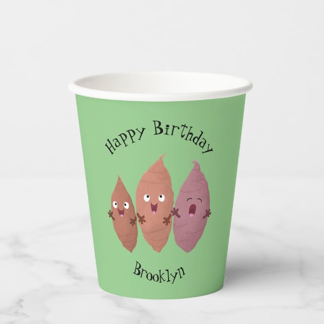 Cute singing sweet potatoes cartoon vegetables paper cups (Front)