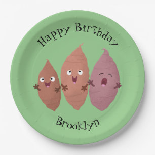 Cute singing sweet potatoes cartoon vegetables paper plate