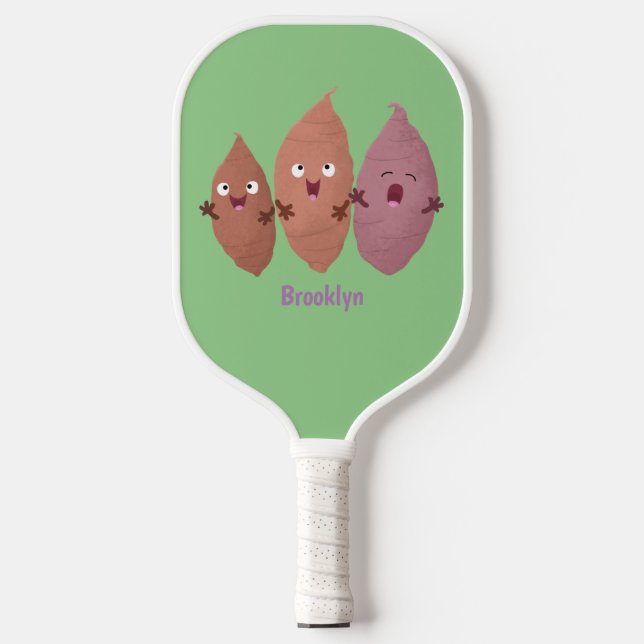 Cute singing sweet potatoes cartoon vegetables pickleball paddle (Front)