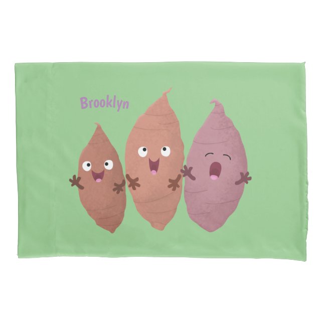 Cute singing sweet potatoes cartoon vegetables pillowcase (Front)