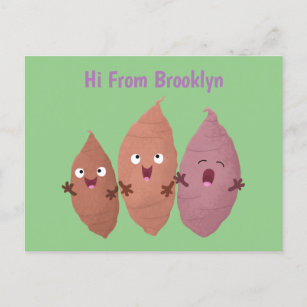 Cute singing sweet potatoes cartoon vegetables postcard