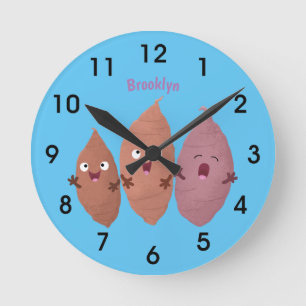 Cute singing sweet potatoes cartoon vegetables round clock