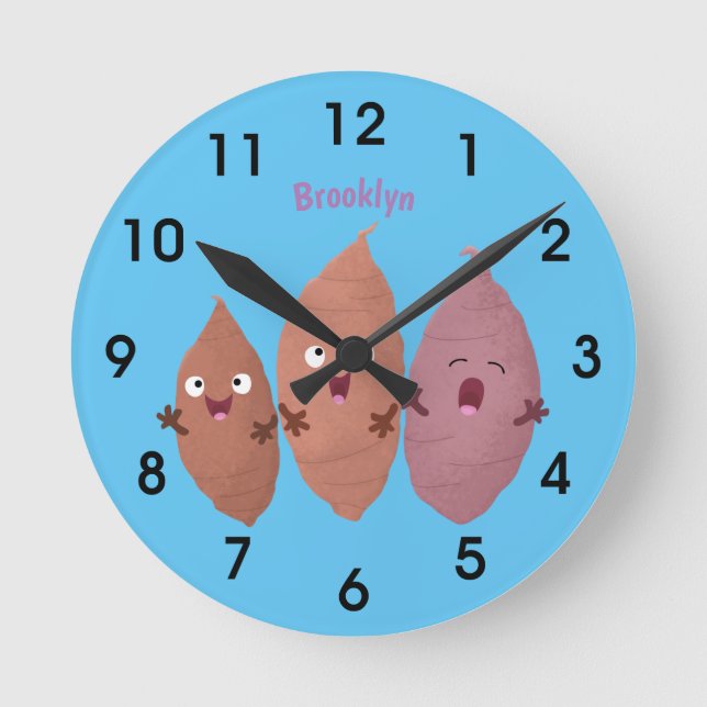Cute singing sweet potatoes cartoon vegetables round clock (Front)