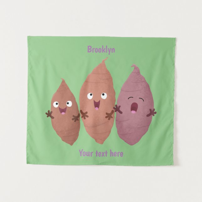Cute singing sweet potatoes cartoon vegetables tapestry (Front (Horizontal))