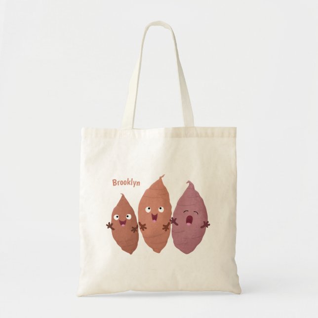 Cute singing sweet potatoes cartoon vegetables tote bag (Front)