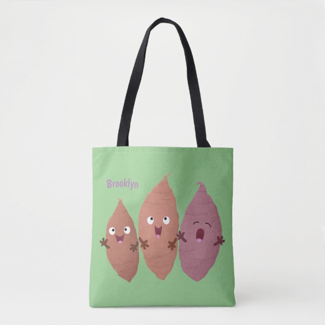Cute singing sweet potatoes cartoon vegetables  tote bag (Front)