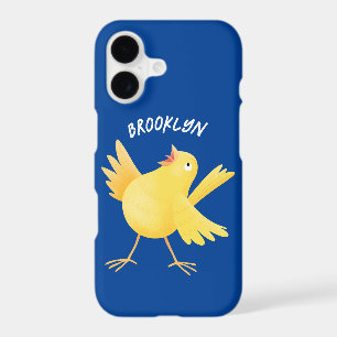Cute singing yellow canary bird cartoon