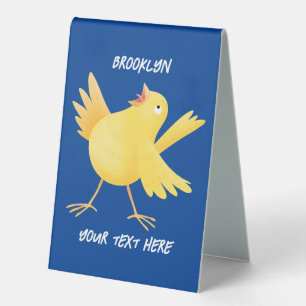 Cute singing yellow canary bird cartoon