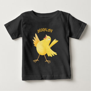 Cute singing yellow canary bird cartoon  baby T-Shirt