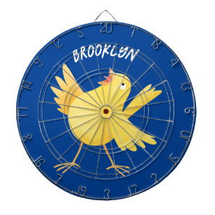 Cute singing yellow canary bird cartoon dartboard