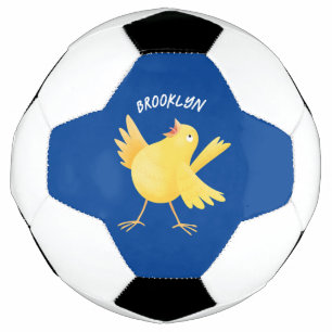 Cute singing yellow canary bird cartoon football