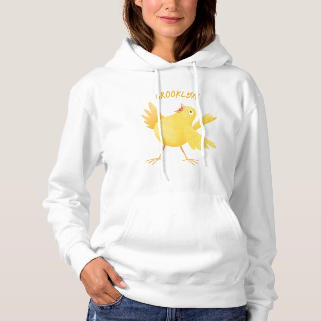 Cute singing yellow canary bird cartoon hoodie (Front)