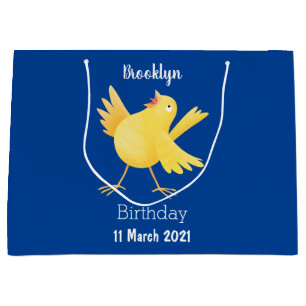 Cute singing yellow canary bird cartoon large gift bag