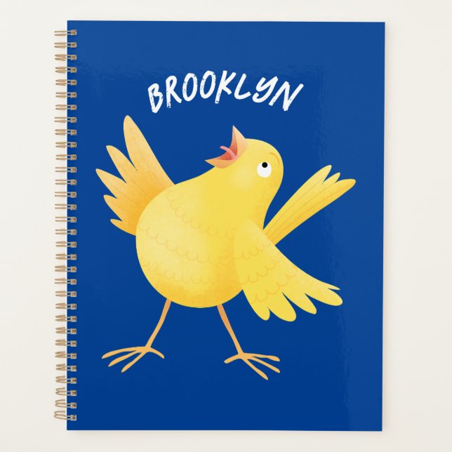 Cute singing yellow canary bird cartoon planner (Front)