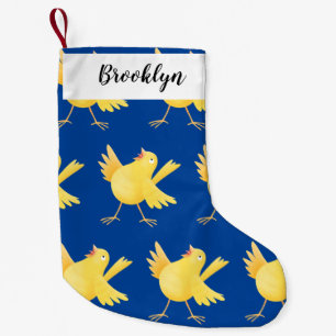 Cute singing yellow canary bird cartoon small christmas stocking