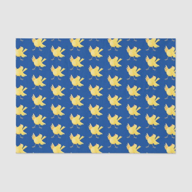 Cute singing yellow canary bird cartoon  tissue paper (Front)