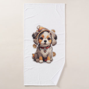 Cute single-dog Stickers Bath Towel