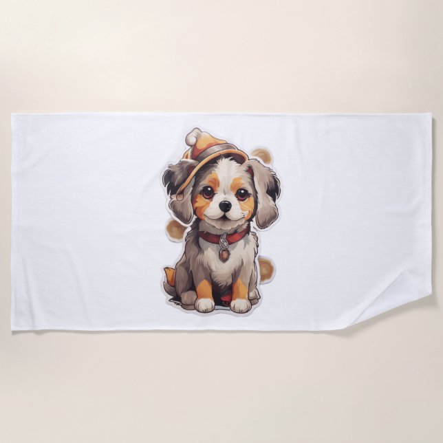 Cute single-dog Stickers   Beach Towel (Front)