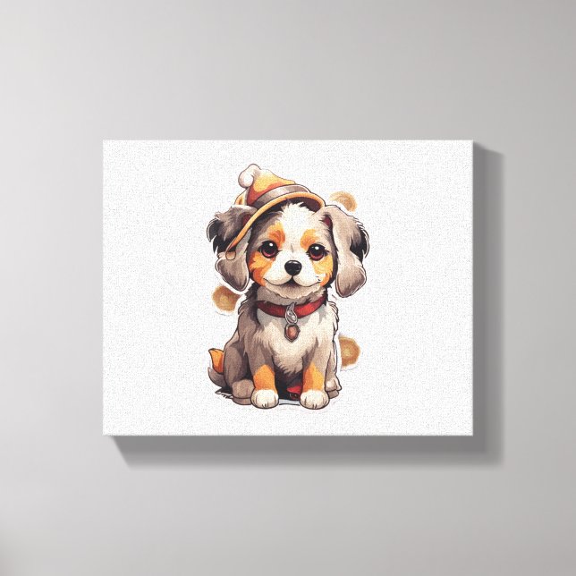 Cute single-dog Stickers   Canvas Print (Front)