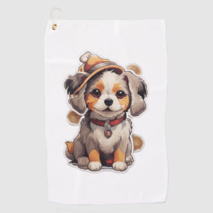 Cute single-dog Stickers Golf Towel