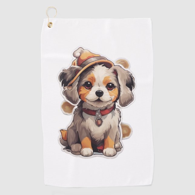Cute single-dog Stickers   Golf Towel (Front)