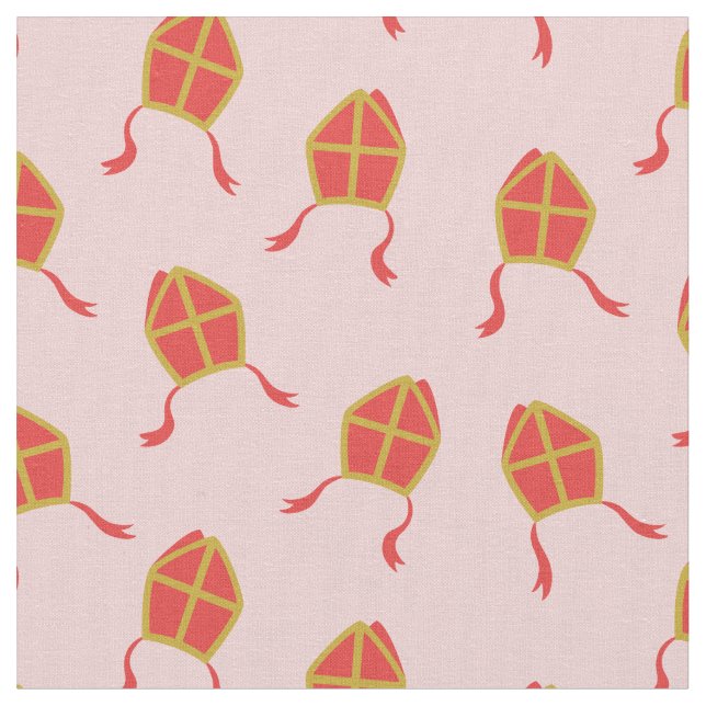 Cute Sinterklaas Mijters on light pink Fabric (Close Up)