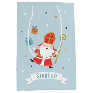 Cute Sinterklaas with name and gifts Medium Gift Bag