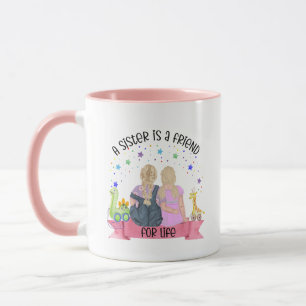 Cute Sister life friend word art Mug