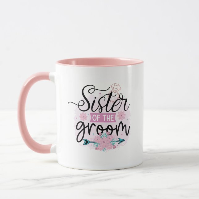 cute Sister of the Groom word art Mug (Left)