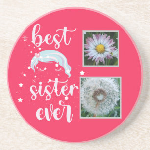 Cute Sister Photo Template Coaster