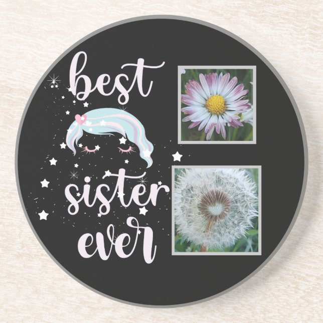 Cute Sister Photo Template Coaster (Front)