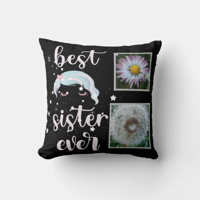 Cute Sister Photo Template Cushion (Front)