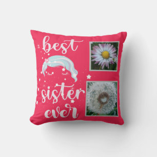 Cute Sister Photo Template Cushion