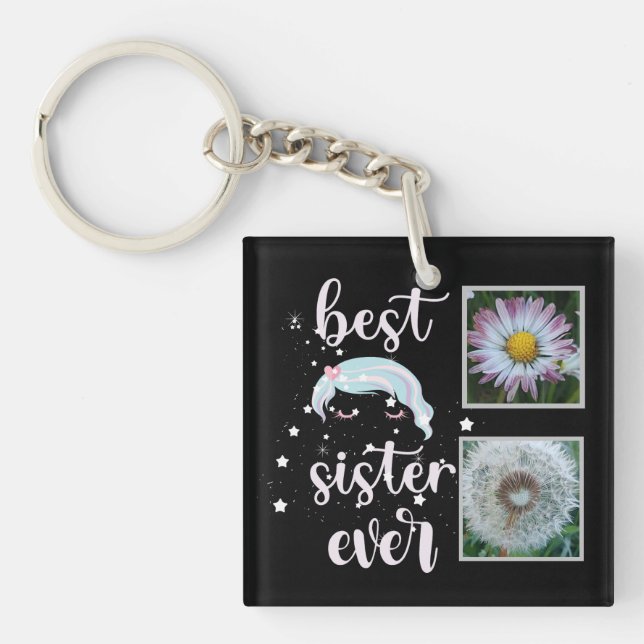 Cute Sister Photo Template Key Ring (Front)