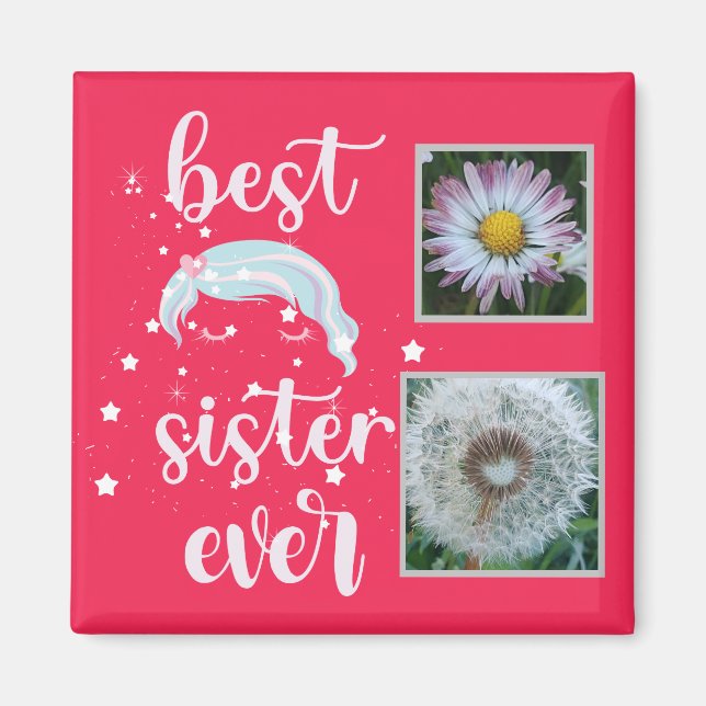 Cute Sister Photo Template Magnet (Front)