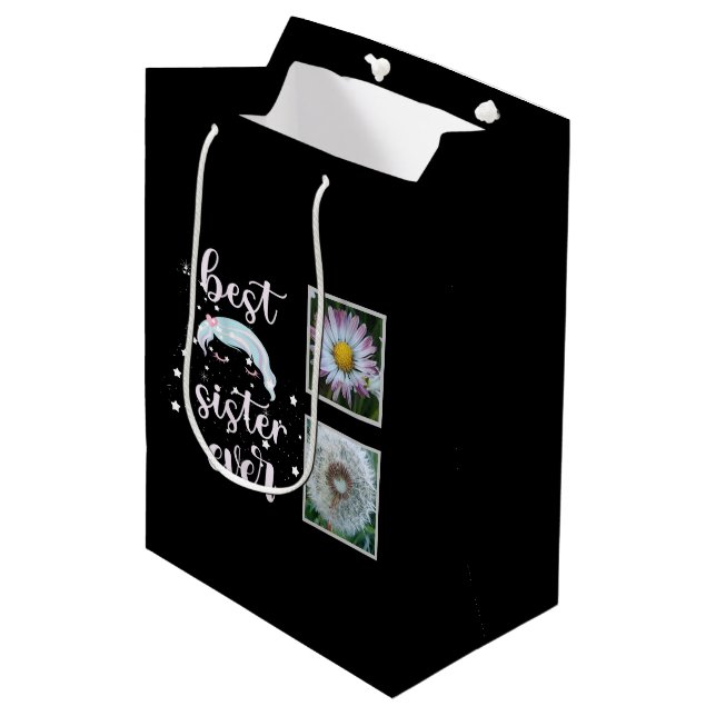 Cute Sister Photo Template Medium Gift Bag (Front Angled)