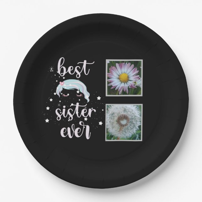 Cute Sister Photo Template Paper Plate (Front)