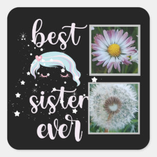 Cute Sister Photo Template Square Sticker