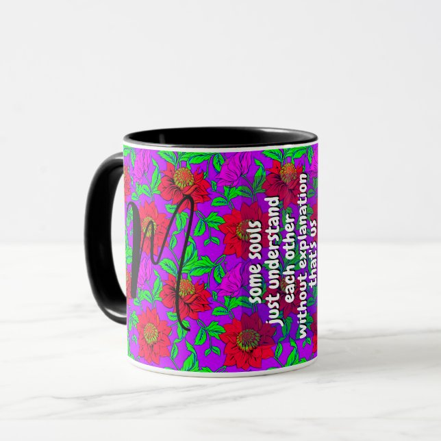Cute Sister Quote & Floral Monogram | Special Gift Mug (Front Left)