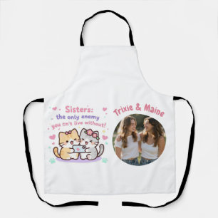 Cute Sisters Simple Modern Quotes Photo Name Apron
