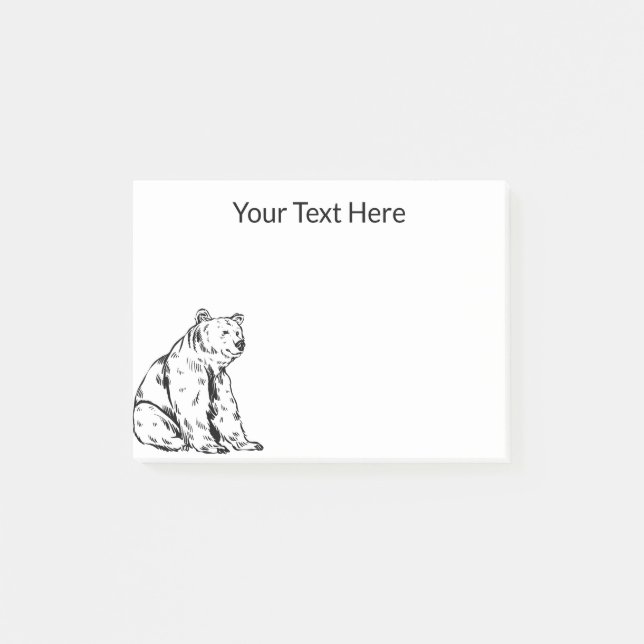 Cute Sitting Bear Post-it Notes (Front)