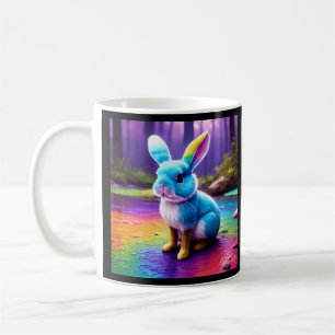 Cute Sitting Blue Bunny Portrait Coffee Mug