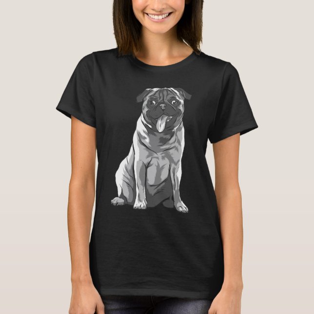 Cute Sitting Pug 717 T-Shirt (Front)