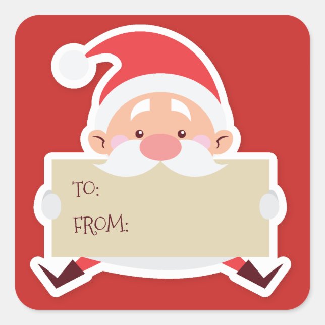 Cute Sitting Santa christmas Gift Sticker (Front)