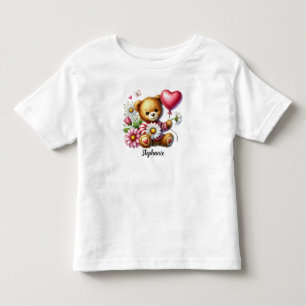 Cute Sitting Teddy Bear Valentines Day Toddler T-Shirt