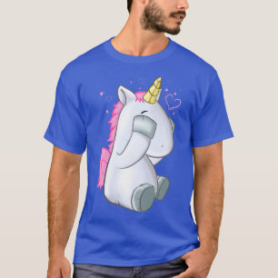 Cute Sitting Unicorn Eyes Closed Hide Away Women T-Shirt
